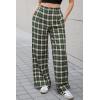 imageCicy Bell Womens Wide Leg Palazzo Pants Casual Baggy Elastic Plaid Pants High Wiasted Y2K Trousers with PocketsDeep Green