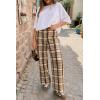 imageCicy Bell Womens Wide Leg Palazzo Pants Casual Baggy Elastic Plaid Pants High Wiasted Y2K Trousers with PocketsKhaki