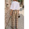imageCicy Bell Womens Wide Leg Palazzo Pants Casual Baggy Elastic Plaid Pants High Wiasted Y2K Trousers with PocketsKhaki