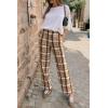 imageCicy Bell Womens Wide Leg Palazzo Pants Casual Baggy Elastic Plaid Pants High Wiasted Y2K Trousers with PocketsKhaki