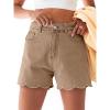 imageAoysky Womens High Waisted Denim Shorts Summer Straight Leg Wave Hem Short Jeans Casual Trendy JortKhaki
