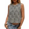 imageCicy Bell Womens Denim Tank Tops Crew Neck Summer Casual Sleeveless Shirts Cropped Loose Fit Jean VestsLeopard White