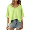 imageCicy Bell Womens Oversized Crop TShirts Summer V Neck Short Sleeve Tops Casual Loose Fit Curved Hem Boxy Tee ShirtFluorescent Green
