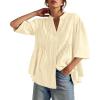 imageCicy Bell Womens Peplum Button Down Shirts Summer V Neck Half Sleeve Blouses Dressy Casual Flowy Babydoll TopsCreamy White