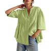 imageCicy Bell Womens Peplum Button Down Shirts Summer V Neck Half Sleeve Blouses Dressy Casual Flowy Babydoll TopsYellow Green