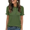 imageCicy Bell Womens Puff Short Sleeve Sweater Tops Ruffle Henley Neck Spring Summer Pullover Dressy Casual Knit ShirtsArmy Green
