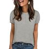 imageCicy Bell Womens Ruffle Short Sleeve T Shirt Summer Casual Crew Neck Tops Loose Fit Basic TeesGrey