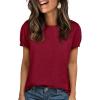 imageCicy Bell Womens Ruffle Short Sleeve T Shirt Summer Casual Crew Neck Tops Loose Fit Basic TeesWine Red