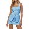 imageCicy Bell Womens Summer 2 Piece Outfits Sleeveless Square Neck Slim Fit Blazer Vest Matching Sets Work Mini Skirt Suit SetsSky Blue