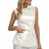imageCicy Bell Womens Summer Suit Vest Tops Button Down Collared Blazer Waistcoats Work Office Dressy Casual Sleeveless JacketsWhite