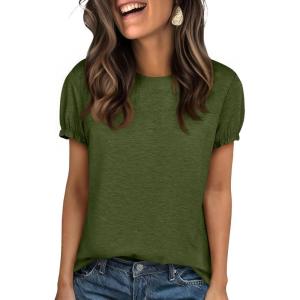 imageCicy Bell Womens Ruffle Short Sleeve T Shirt Summer Casual Crew Neck Tops Loose Fit Basic TeesArmy Green