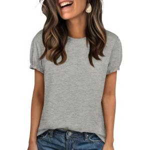 imageCicy Bell Womens Ruffle Short Sleeve T Shirt Summer Casual Crew Neck Tops Loose Fit Basic TeesGrey