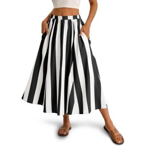 imageCicy Bell Womens Summer Striped Maxi Skirts ALine Elastic Waist Flowy Skirt Beach Vacation OutfitsBlack
