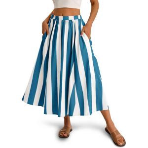 imageCicy Bell Womens Summer Striped Maxi Skirts ALine Elastic Waist Flowy Skirt Beach Vacation OutfitsNavy