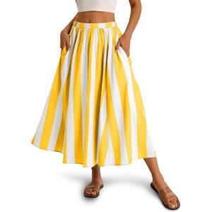 imageCicy Bell Womens Summer Striped Maxi Skirts ALine Elastic Waist Flowy Skirt Beach Vacation OutfitsYellow