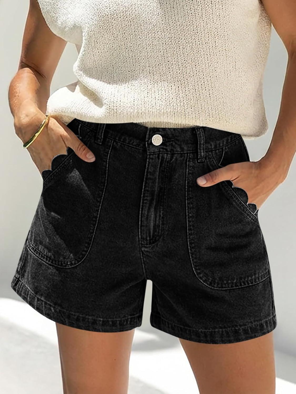 imageCicy Bell Womens Baggy High Waisted Jean Shorts Summer Wide Leg Jorts Casual Vintage Denim ShortsBlack