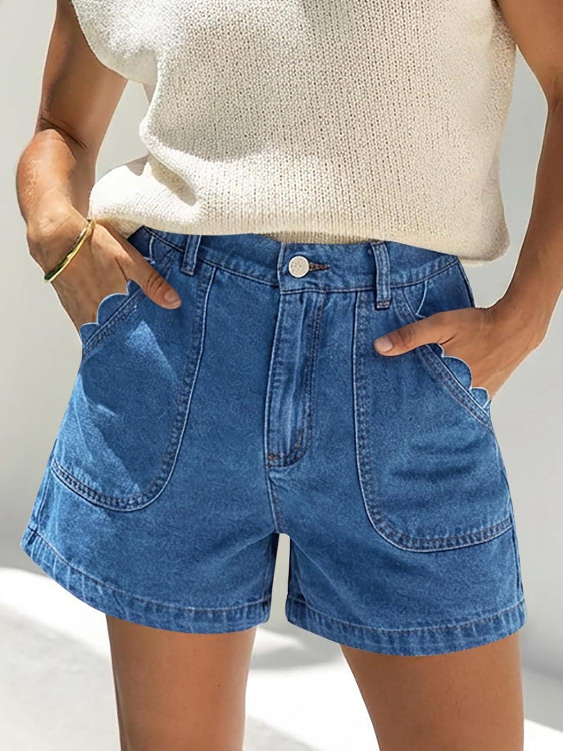 imageCicy Bell Womens Baggy High Waisted Jean Shorts Summer Wide Leg Jorts Casual Vintage Denim ShortsBlue