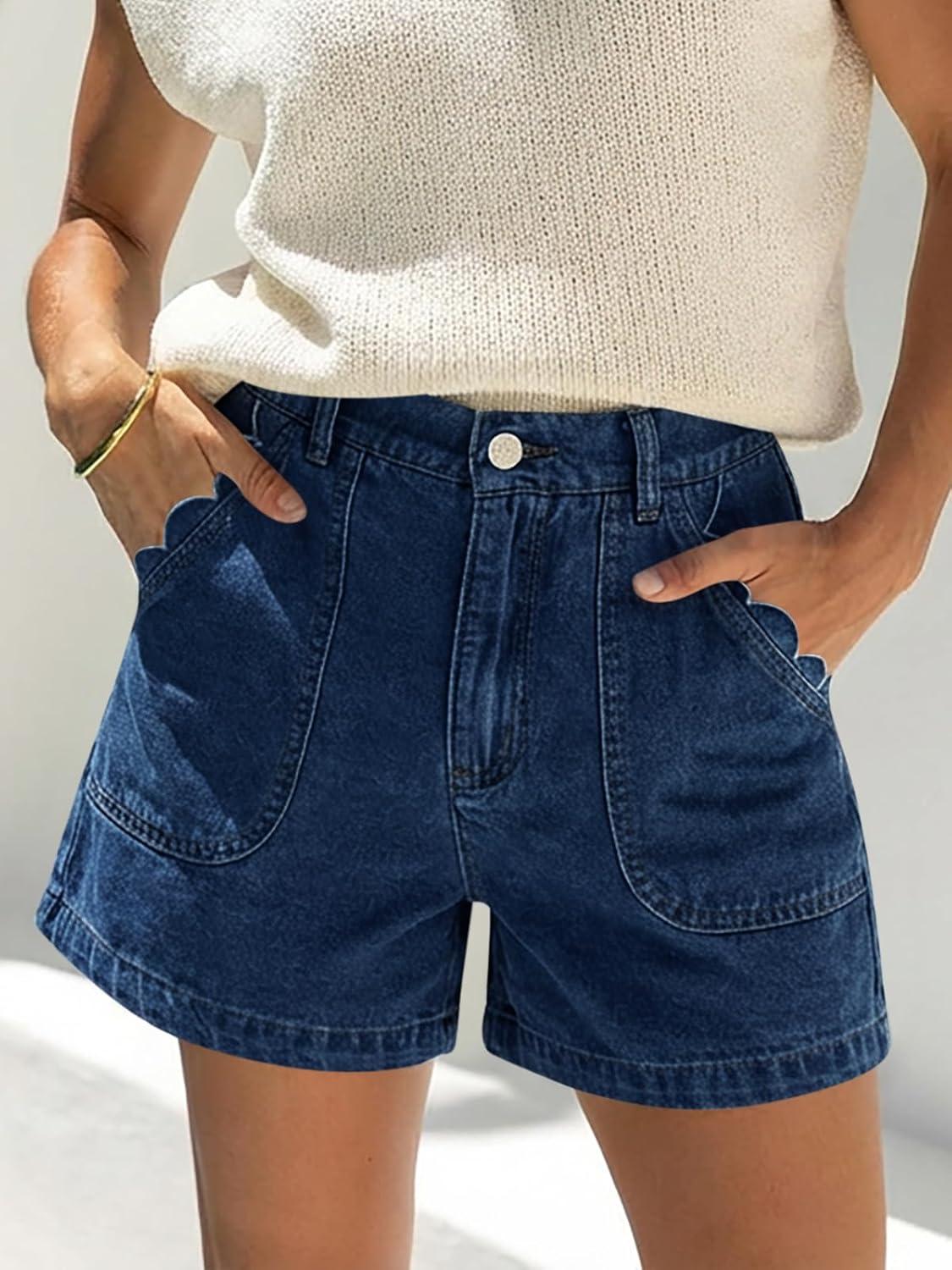 imageCicy Bell Womens Baggy High Waisted Jean Shorts Summer Wide Leg Jorts Casual Vintage Denim ShortsNavy
