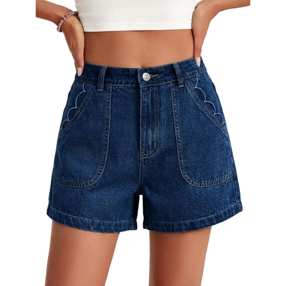 imageCicy Bell Womens Baggy High Waisted Jean Shorts Summer Wide Leg Jorts Casual Vintage Denim ShortsNavy