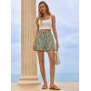 imageAoysky Womens Striped Lounge Shorts High Waisted Drawstring Casual Summer Shorts Color Block Beach Bottoms with PocketsArmy Green