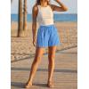 imageAoysky Womens Striped Lounge Shorts High Waisted Drawstring Casual Summer Shorts Color Block Beach Bottoms with PocketsBlue