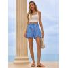 imageAoysky Womens Striped Lounge Shorts High Waisted Drawstring Casual Summer Shorts Color Block Beach Bottoms with PocketsBlue