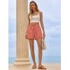 imageAoysky Womens Striped Lounge Shorts High Waisted Drawstring Casual Summer Shorts Color Block Beach Bottoms with PocketsOrange