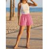 imageAoysky Womens Striped Lounge Shorts High Waisted Drawstring Casual Summer Shorts Color Block Beach Bottoms with PocketsRed