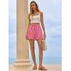imageAoysky Womens Striped Lounge Shorts High Waisted Drawstring Casual Summer Shorts Color Block Beach Bottoms with PocketsRed