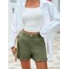 imageAoysky Womens Summer Ruffle Denim Shorts Cute High Waisted Cotton Short Jeans with PocketsArmy Green