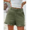 imageAoysky Womens Summer Ruffle Denim Shorts Cute High Waisted Cotton Short Jeans with PocketsArmy Green