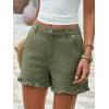 imageAoysky Womens Summer Ruffle Denim Shorts Cute High Waisted Cotton Short Jeans with PocketsArmy Green