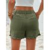 imageAoysky Womens Summer Ruffle Denim Shorts Cute High Waisted Cotton Short Jeans with PocketsArmy Green