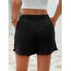 imageAoysky Womens Summer Ruffle Denim Shorts Cute High Waisted Cotton Short Jeans with PocketsBlack