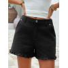 imageAoysky Womens Summer Ruffle Denim Shorts Cute High Waisted Cotton Short Jeans with PocketsBlack