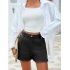 imageAoysky Womens Summer Ruffle Denim Shorts Cute High Waisted Cotton Short Jeans with PocketsBlack