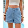 imageAoysky Womens Summer Ruffle Denim Shorts Cute High Waisted Cotton Short Jeans with PocketsBlue