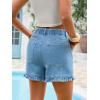 imageAoysky Womens Summer Ruffle Denim Shorts Cute High Waisted Cotton Short Jeans with PocketsBlue