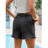 imageAoysky Womens Summer Ruffle Denim Shorts Cute High Waisted Cotton Short Jeans with PocketsGrey