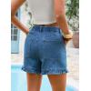 imageAoysky Womens Summer Ruffle Denim Shorts Cute High Waisted Cotton Short Jeans with PocketsJean Blue