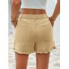 imageAoysky Womens Summer Ruffle Denim Shorts Cute High Waisted Cotton Short Jeans with PocketsKhaki