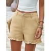 imageAoysky Womens Summer Ruffle Denim Shorts Cute High Waisted Cotton Short Jeans with PocketsKhaki