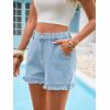imageAoysky Womens Summer Ruffle Denim Shorts Cute High Waisted Cotton Short Jeans with PocketsLight Blue