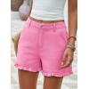imageAoysky Womens Summer Ruffle Denim Shorts Cute High Waisted Cotton Short Jeans with PocketsPink