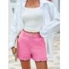 imageAoysky Womens Summer Ruffle Denim Shorts Cute High Waisted Cotton Short Jeans with PocketsPink