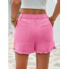 imageAoysky Womens Summer Ruffle Denim Shorts Cute High Waisted Cotton Short Jeans with PocketsPink