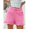 imageAoysky Womens Summer Ruffle Denim Shorts Cute High Waisted Cotton Short Jeans with PocketsPink