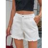 imageAoysky Womens Summer Ruffle Denim Shorts Cute High Waisted Cotton Short Jeans with PocketsWhite