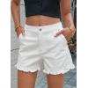 imageAoysky Womens Summer Ruffle Denim Shorts Cute High Waisted Cotton Short Jeans with PocketsWhite