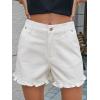 imageAoysky Womens Summer Ruffle Denim Shorts Cute High Waisted Cotton Short Jeans with PocketsWhite
